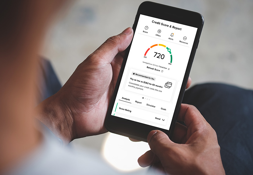 Mobile phone view of Credit Hub on the Landmark Digital Banking App