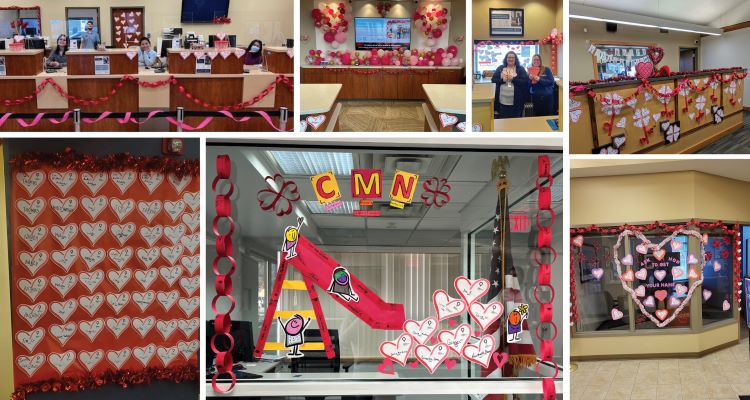  collage of chain of hearts fundraiser in branch photos
