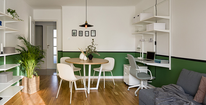 A cozy apartment with limited space, but everything is organized and well-used.