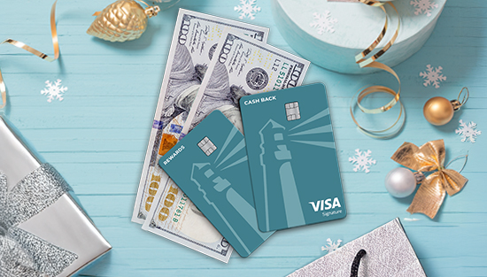 2 Landmark cards over $200 cash with a Holiday theme