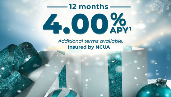 A 12 month rate of 4.00% APY emerging from a gift box