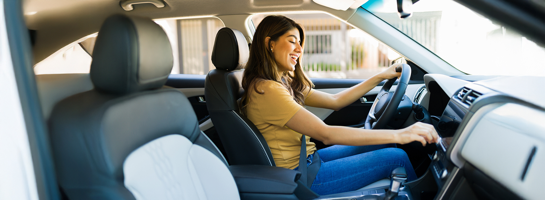 Woman inside of car driving