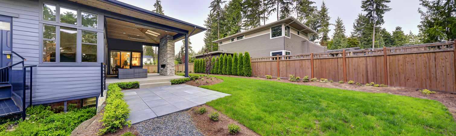 A well-maintained and contemporary manicured lawn.